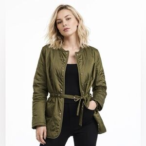 🫒NWT! Oat NY Quilted Satin Drawstring Coat